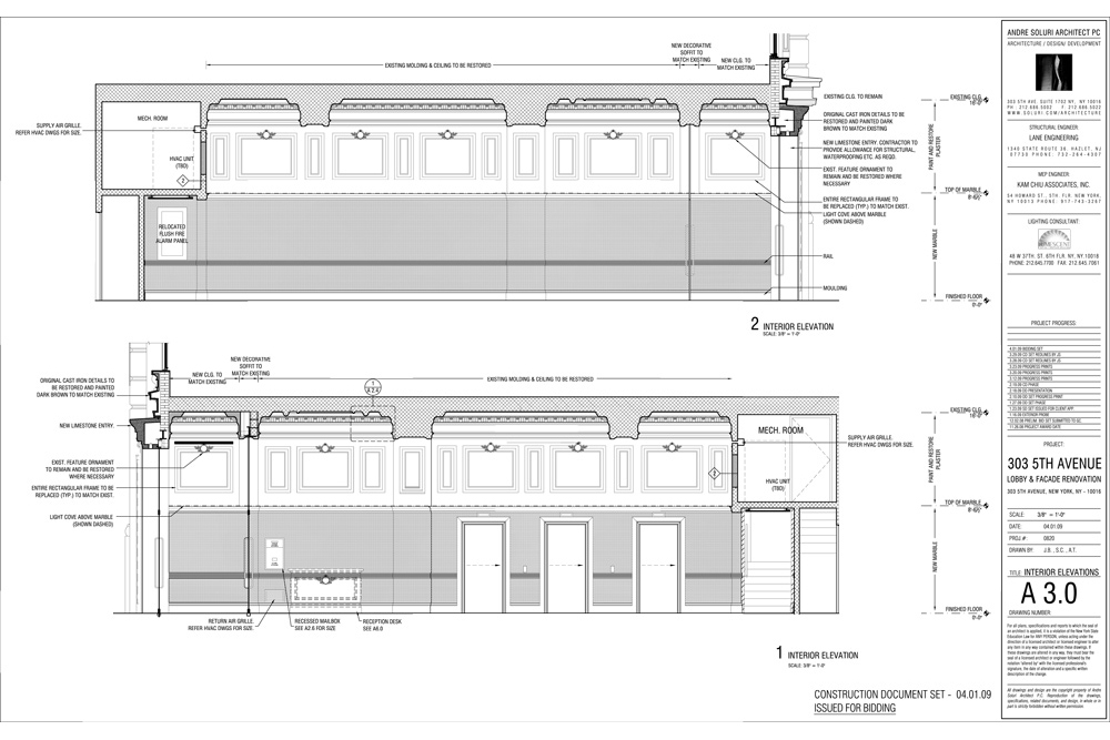 lobby renovation and facade restoration of 303 5th Ave by Soluri Architecture