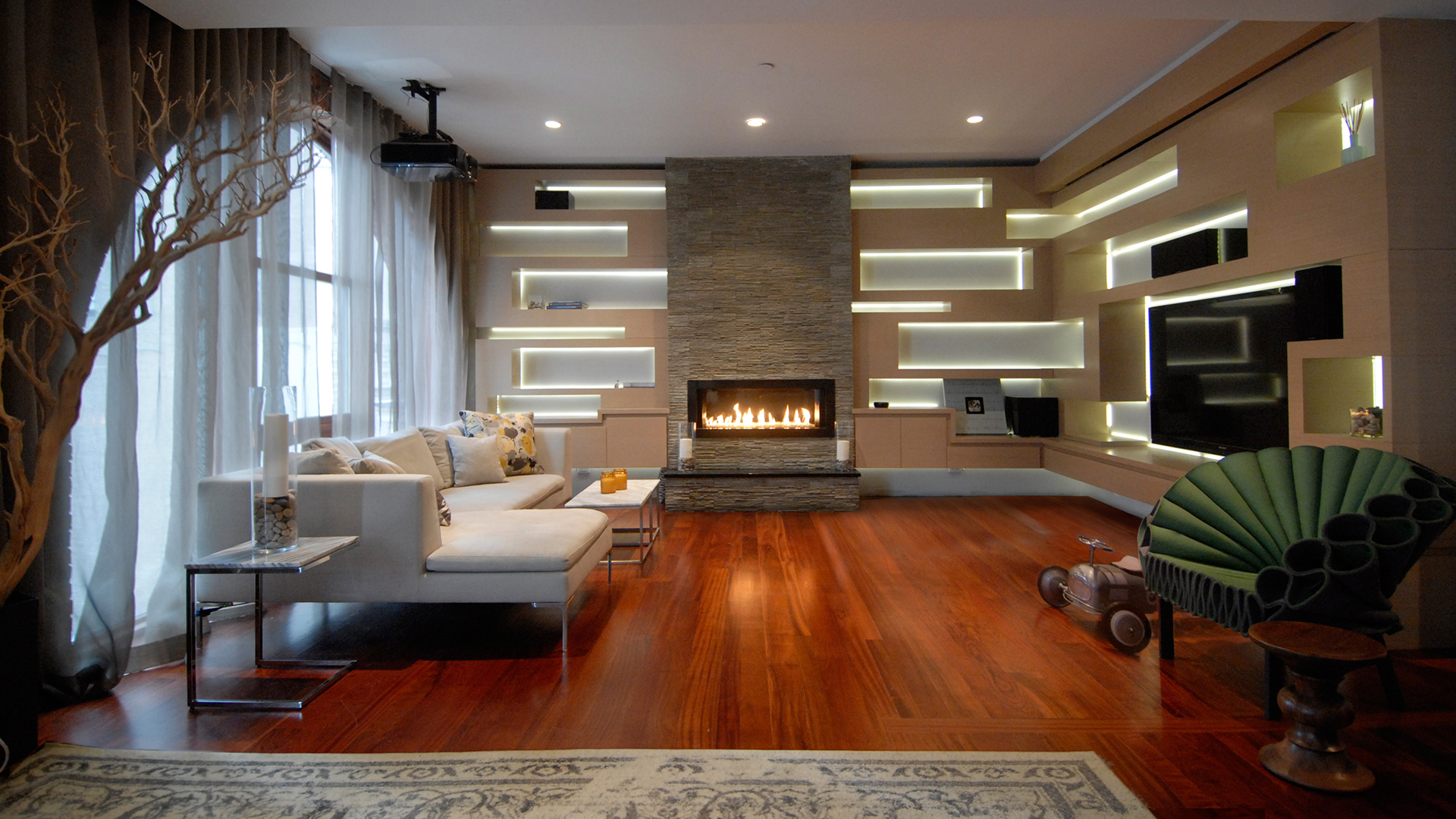 Living room of a completed TriBeca Duplex Penthouse